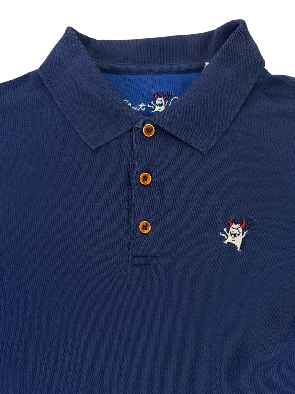 Robert Graham Mens Navy Pique Polo Skull Logo Classic Fit Cotton Medium